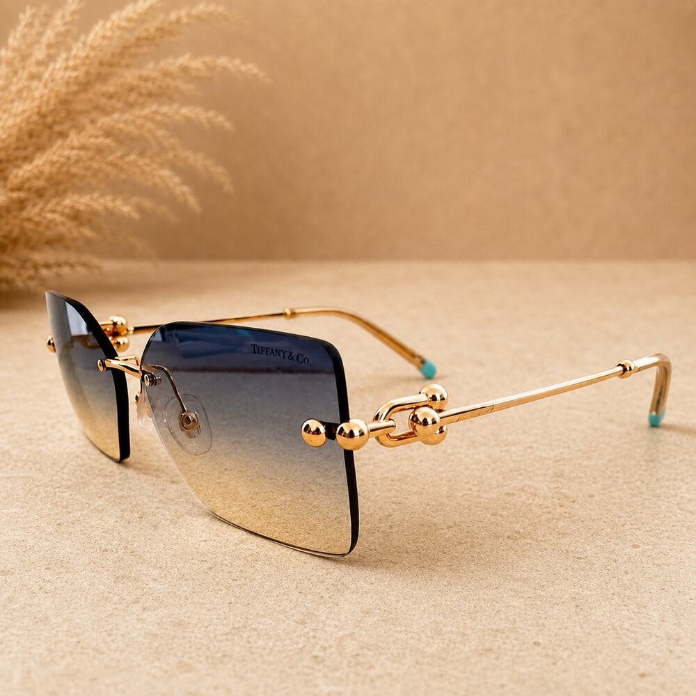 Tiffany & Co. TF3088 Asian Fit 610516 Gold Rimless Gradient Sunglasses - Picture 5 of 5